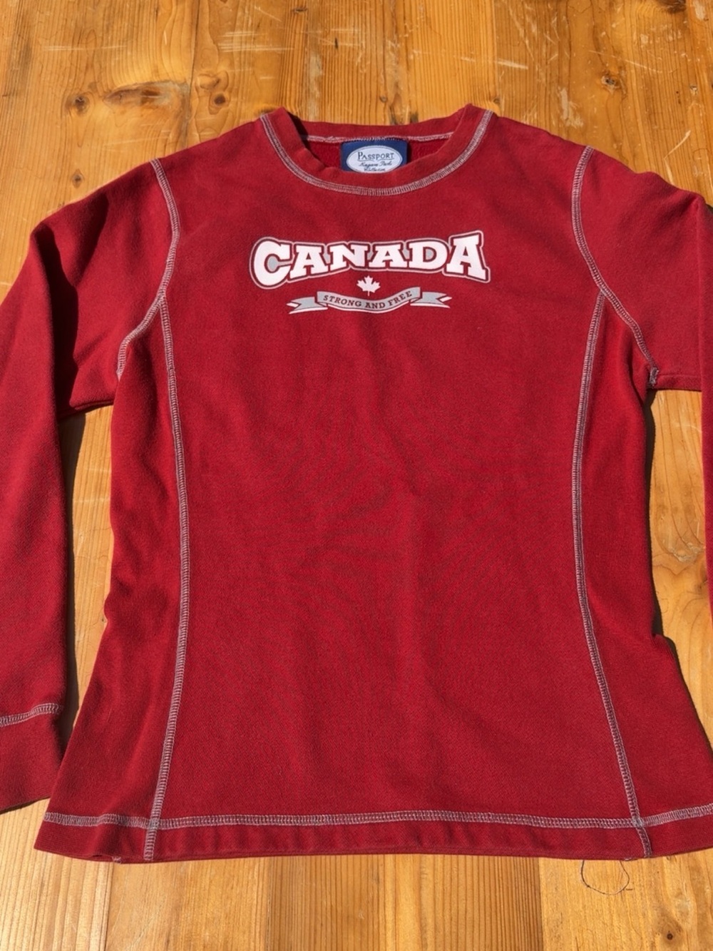 Passport Red Canada Sweatshirt with Contrast Stitching